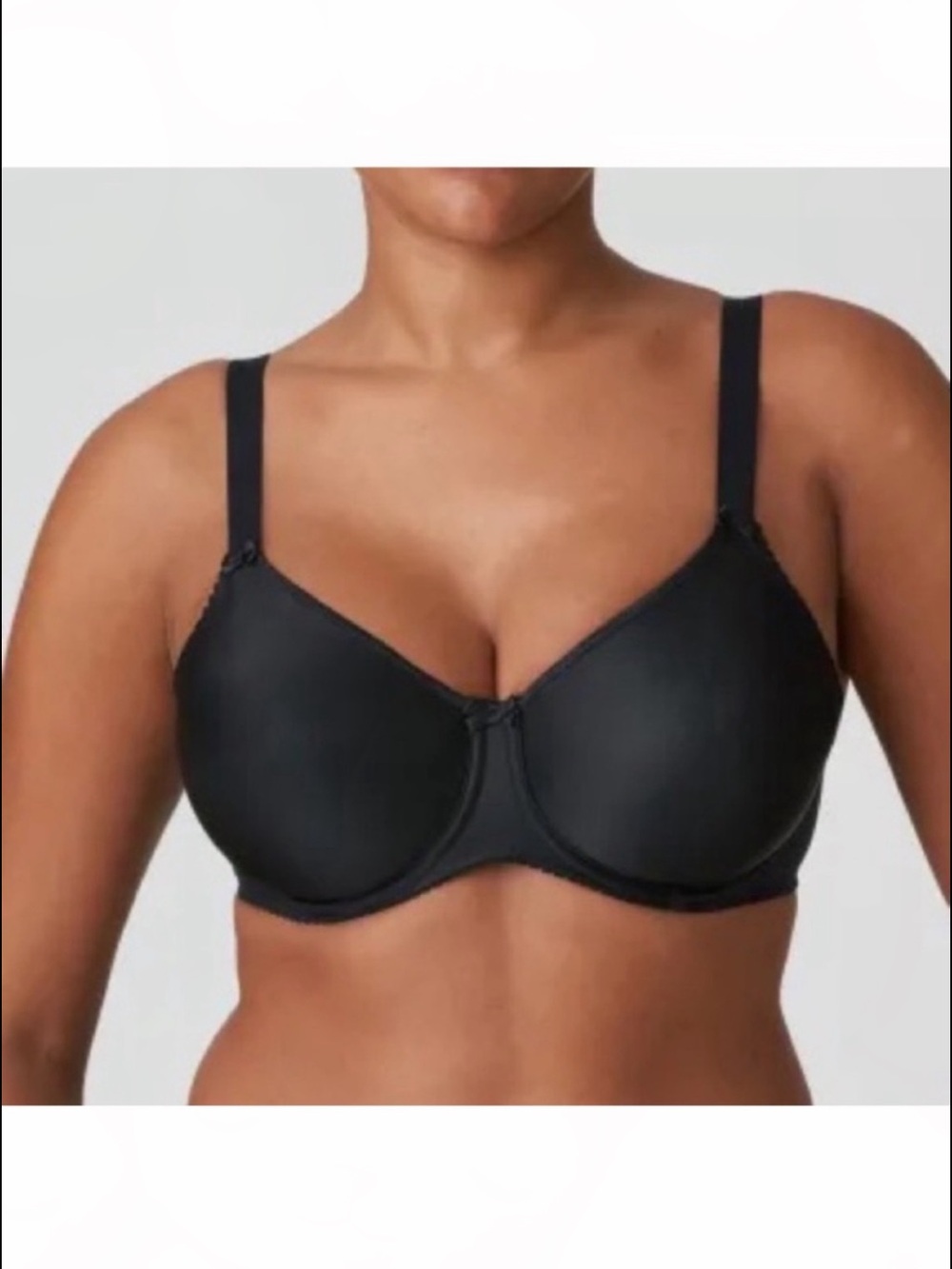 Prima Donna Satin T-Shirt Bra Size 40F Black Under Wire Unpadded